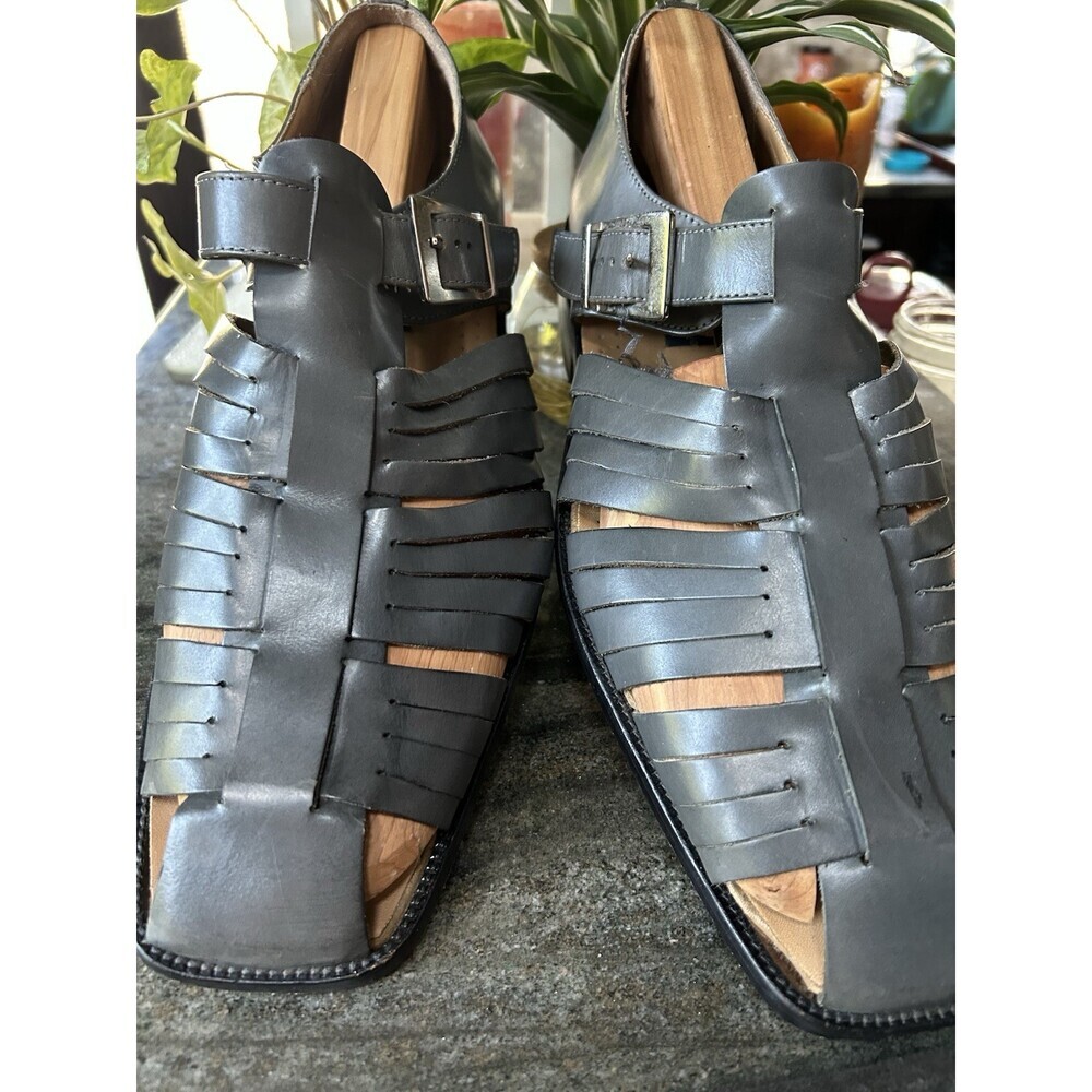 Giorgio Brutini Men 12D Leather Sandal Gray, NICE Quality And Great Condition